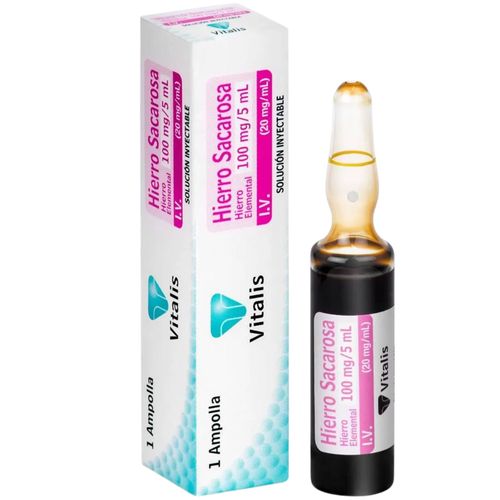 Hierro Sacarosa 100 Mg/5 Ml Caja X 1 Ampolla Solución Inyectable Vitalis