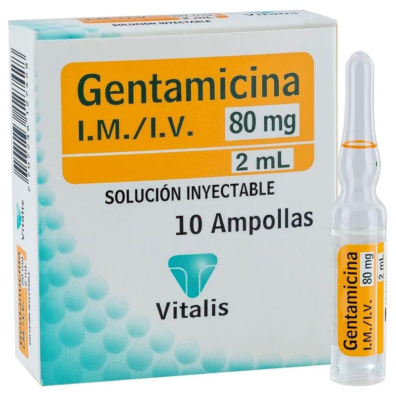 Gentamicina 80 mg 2 ml caja 10 ampollas