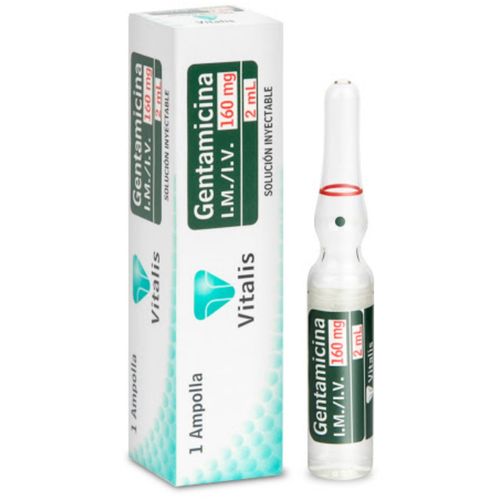 Gentamicina 160 Mg/2 Ml Inyectable Caja X 1 Vitalis