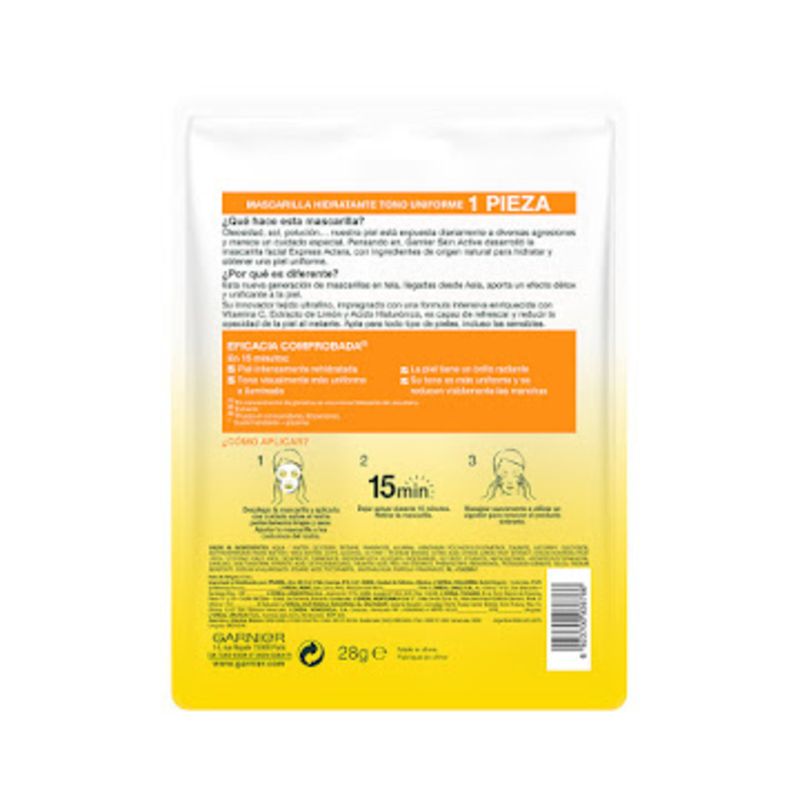 Mascarilla Facial Tela Express Aclara 28 Gr