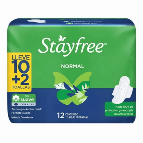 Toallas Higiénicas Stayfree Especial Con Alas Pague 10 Lleve X 12 Unidades - Johnson'S