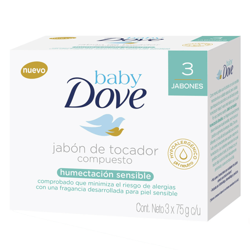 Dove Baby Humectante Sensible 75 Gr 3 Unidades Jabón Unilever