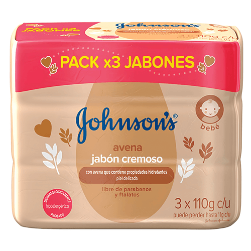Jabón Johnson Baby Avena Tripack 3 Barras X 110 Gr