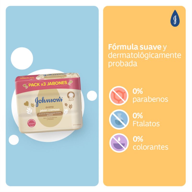 Jabón Johnson Baby Avena 3 Barras 110 g