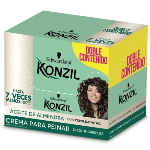 Crema Para Peinar Konzil Aceite De Almendras Caja X 18 Sobres 20 Ml Henkel
