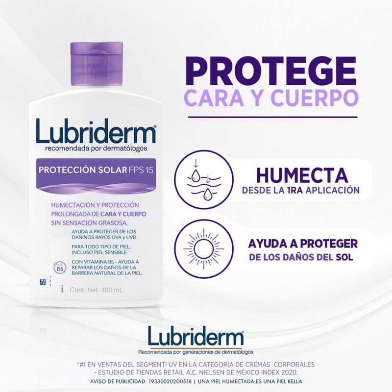 Lubriderm UV SPF 15 Loción 400 Ml Johnson