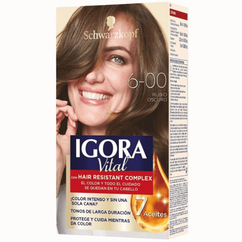 Tinte Igora Vital Rubio Oscuro + Tubo X 50 Ml Estuche 6-00 Henkel