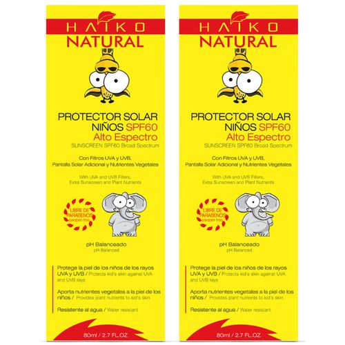 Protector Solar Niños Haiko SPF 60 Alto Espectro 80g - Pack 1+1