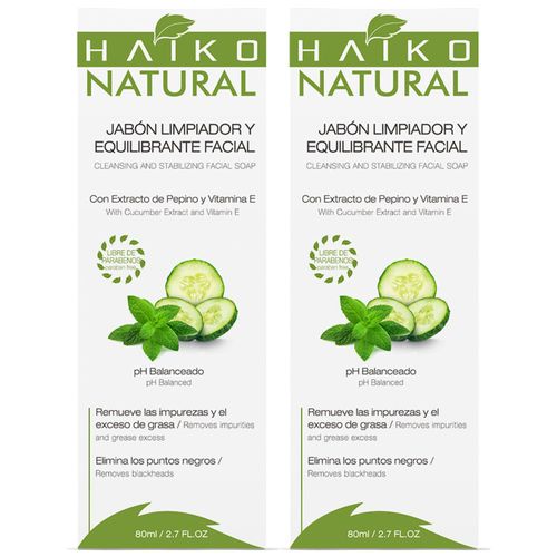 Jabón Facial Equilibrante en Gel Haiko 80ml - Pack 1+1