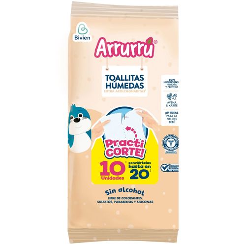 Toallitas Húmedas Arrurrú Extra Acolchadas Avena 10 Unidades Belleza Express