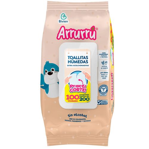 Toallitas Húmedas Arrurrú Extra Acolchadas Avena 100 Unidades Belleza Express