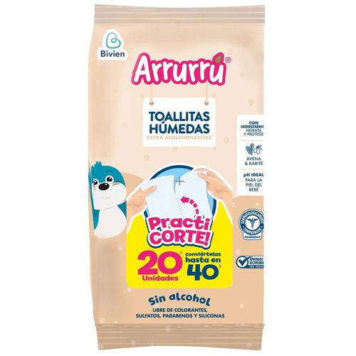 Toallitas Húmedas Arrurrú Extra Acolchadas Avena 20 Unidades Belleza Express