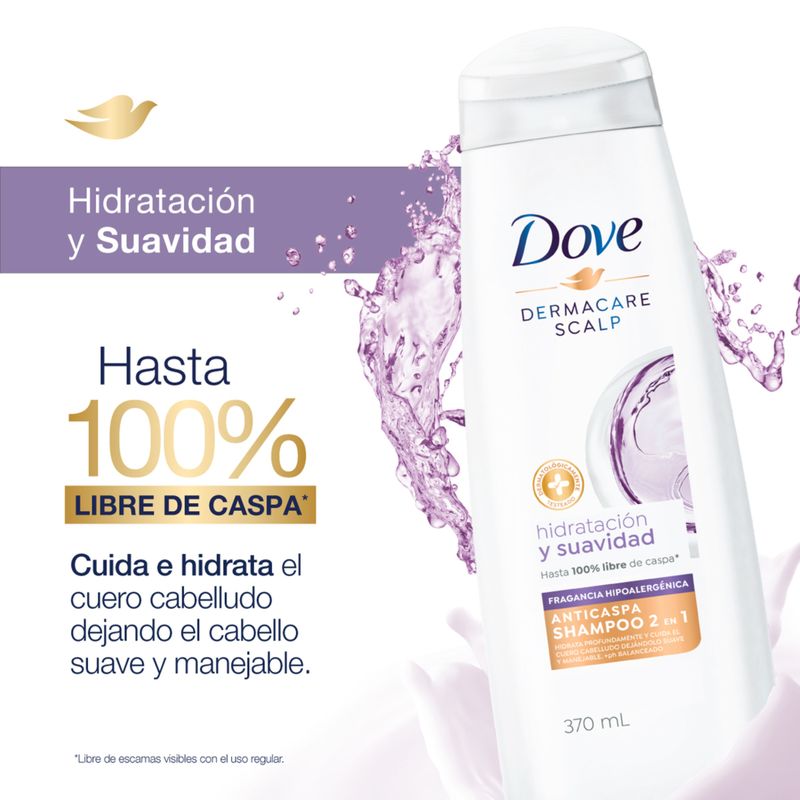 Shampoo Dove Anticaspa Hidratación 2en1 370Ml