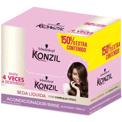 Acondicionador Konzil Seda Líquida Caja X 18 Sobres 20 Ml Henkel