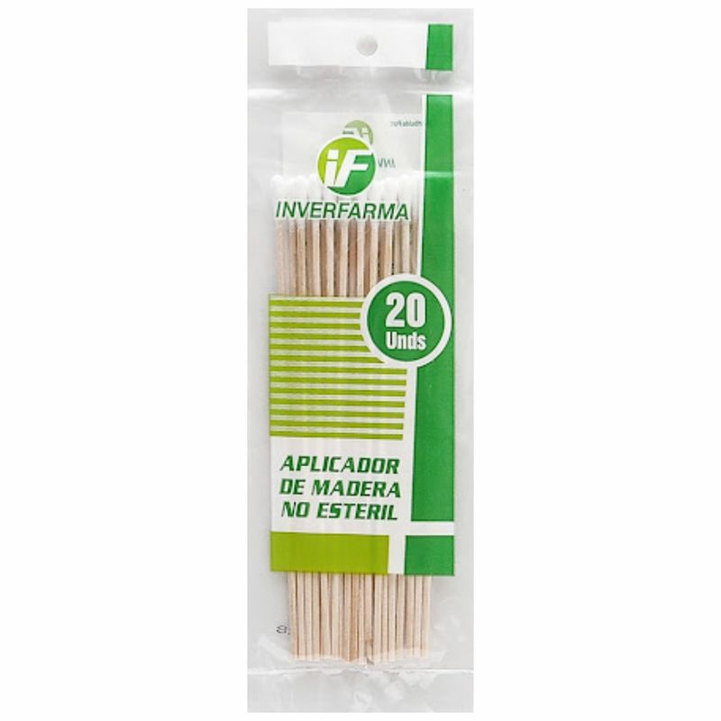 Aplicadores Algodón Madera x 20 Unidades