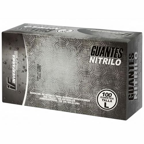 Guante Nitrilo Negro L Caja X 100 Unidades Inverfarma