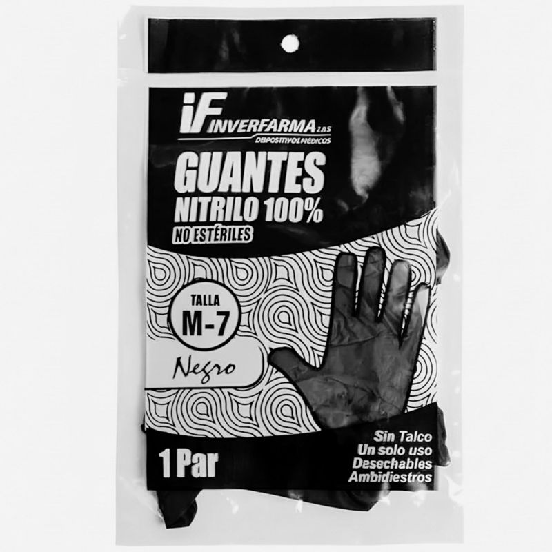 Guante Nitrilo Negro Talla M x 2 Unidades