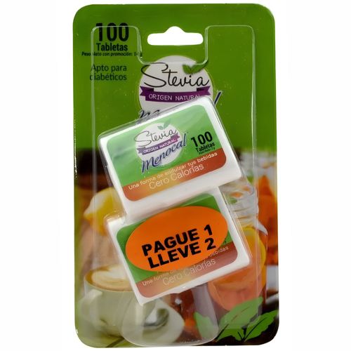 Menocal Stevia Caja X 100 Tabletas + Menocal Stevia 100 Tabletas Ecar