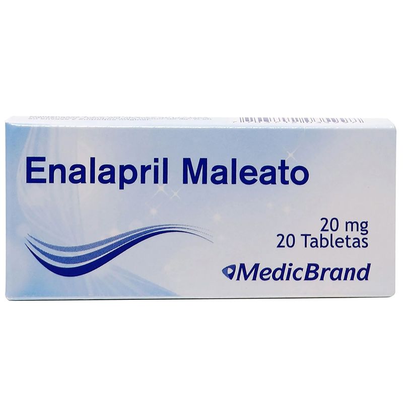 Enalapril maleato 20 mg caja 20 tabletas