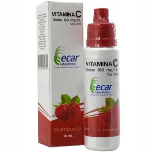 Vitamina C Gotas Frambuesa 100 Gr Frasco X 30 Ml Gotas Ecar