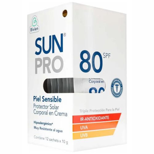Protector Solar Sun Pro Spf 80 + Caja X 12 Sachets De 10 Gr