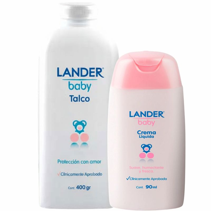 Talco Lander Bebé Frasco X 400 ml + Crema 90 ml