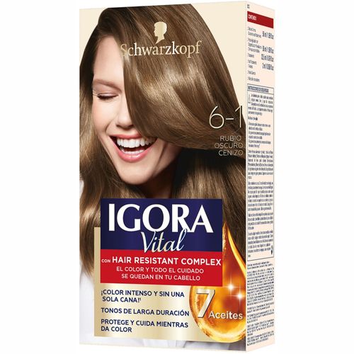 Tinte Igora Vital Rubio Oscuro Cenizo (6-1) - Estuche x 1 Tinte + Tubo