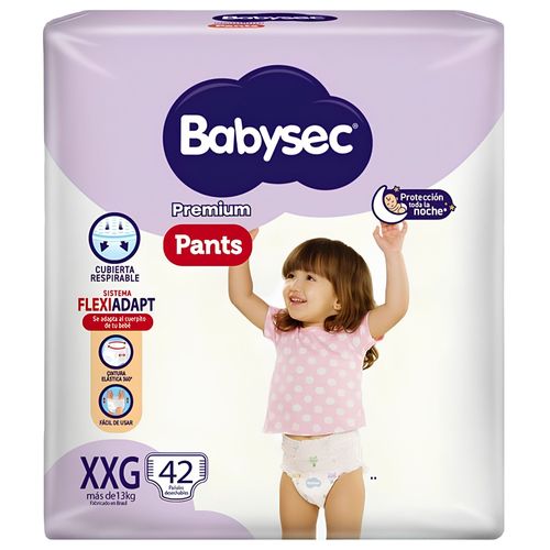 Pañales Autoajustables Babysec Pants Premium Talla XXG Paquete x 42 und