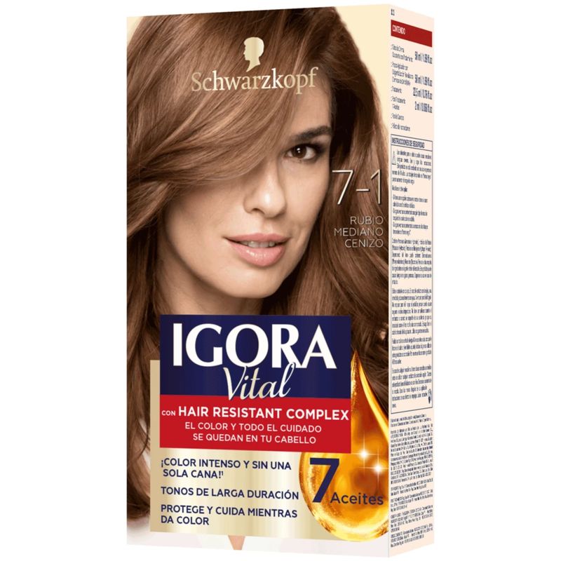 Tinte Igora Vital Rubio Mediano Cenizo Tubo 7.1