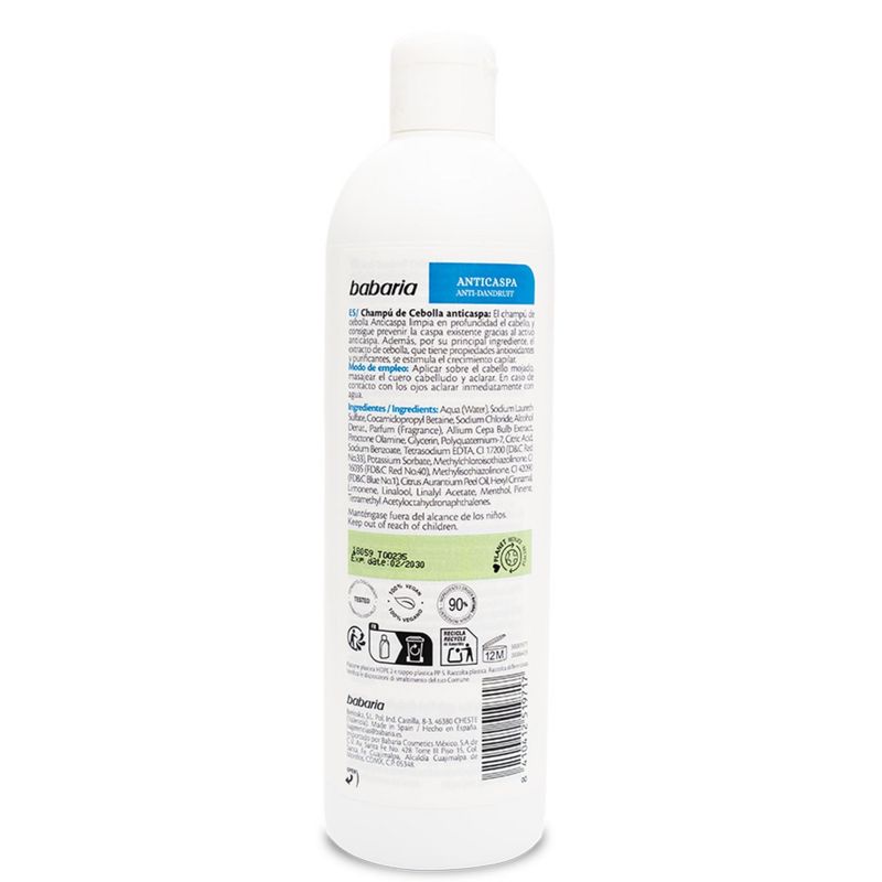Shampoo Babaria Cebolla Anticaspa 380ml
