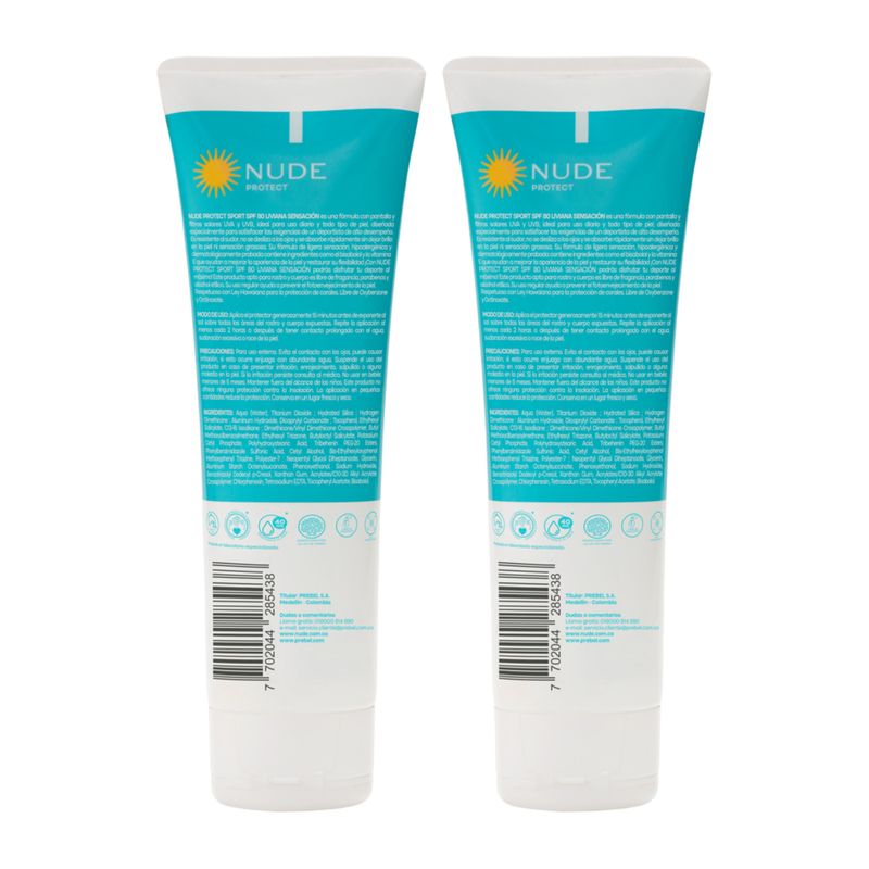 Nude SPF 80 Liviana Sensitive x2 de 120 Ml