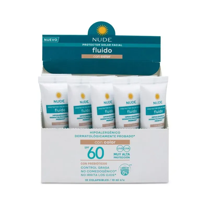 Bloqueador Solar Fluido Nude Color 10 Ampollas
