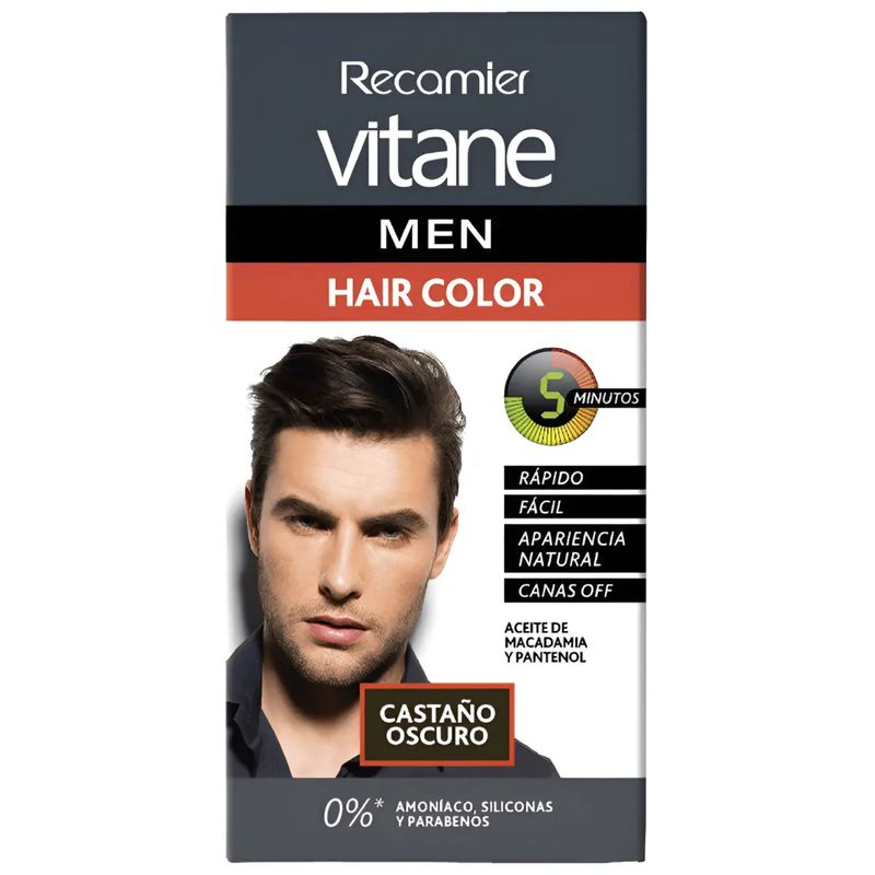 Tinte Cabello Hombre Vitane Men Castaño Oscuro