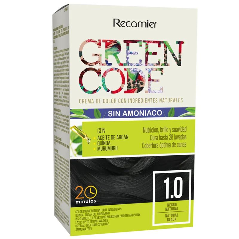 Tinte Cabello Green Code Tono 1.0 Negro Natural