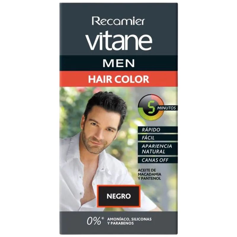 Tinte Cabello Hombre Vitane Men Negro Tarro