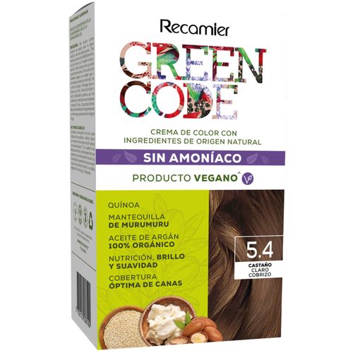 Tinte para Cabello Green Code Tono 5.4 Castaño Claro Natural Cobrizo Estuche