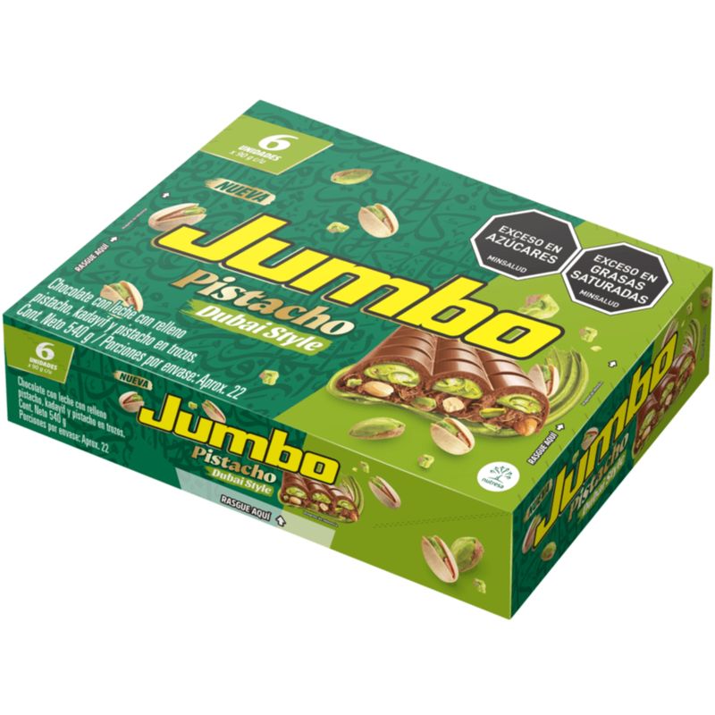 Chocolatina Jumbo Sabor Dubai x 6 Unidades