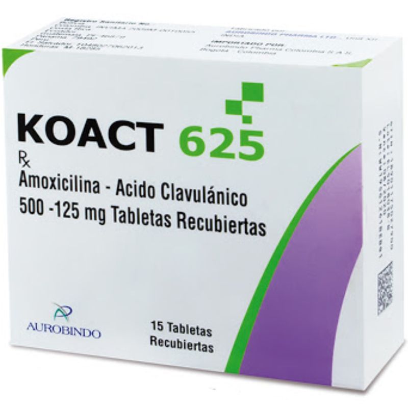 Koact 625 Mg Antibiótico Amoxicilina Caja x 15