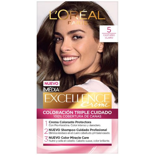 Tinte para Cabello L'Oréal Excellence Crema Tono 5 Castaño Claro Caja x 1 Unidad