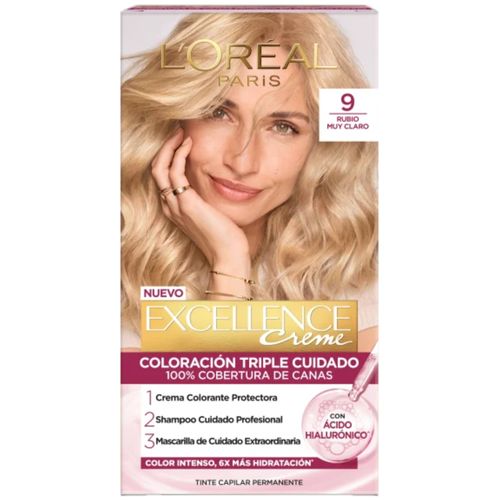 Tinte para Cabello L'Oréal Excellence Crema Tono 9 Rubio Claro Caja x 1 Unidad