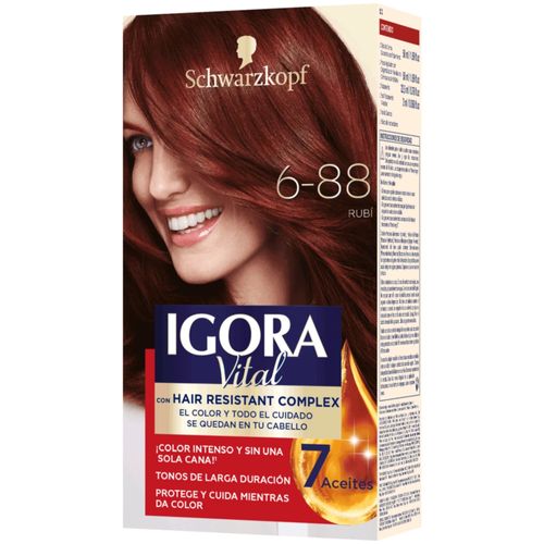 Tinte para Cabello Igora Vital Tono 6-88 Rubio Oscuro Rojizo Tubo x 50 g