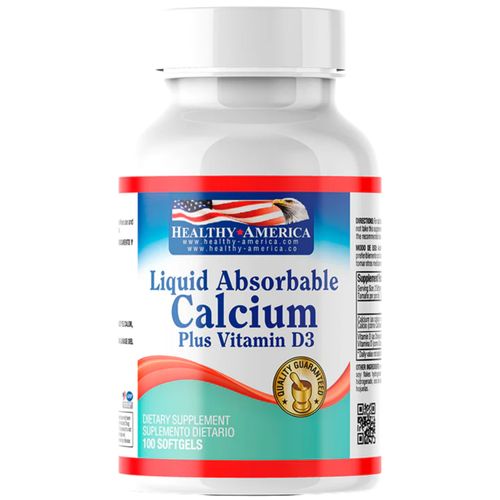 Calcio Líquido Absorbible 1200 mg + Vitamina D3 Frasco x 100 Softgels