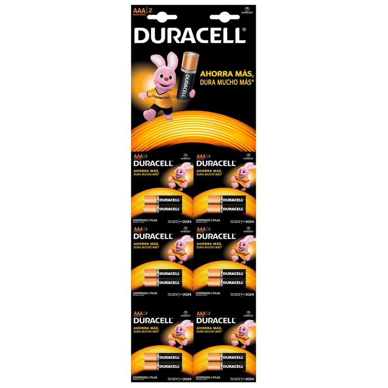 Pilas Duracell AAA Alcalinas Larga Duración