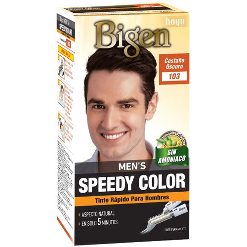 Tinte para Barba y Cabello Bigen Men's Speedy Castaño Oscuro #103 Caja x 1 Unidad