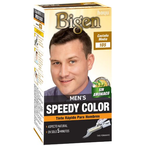 Tinte para Barba y Cabello Bigen Men's Speedy Castaño Medio #105 Caja x 1 Unidad