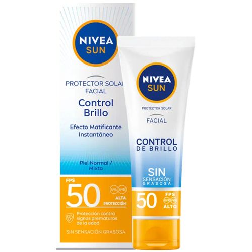Protector Solar Facial Nivea Sun Control Brillo Tono Medio FPS 50 Frasco x 40 ml
