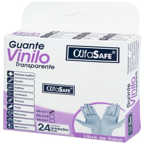 Guantes de Vinilo Transparentes Talla S Caja X 24 Unidades