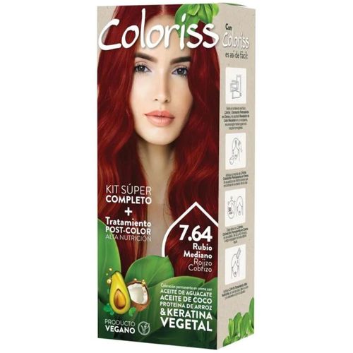 Tinte para Cabello Coloriss Tono 7.64 Rubio Medio Rojo Cobrizo Estuche Individual