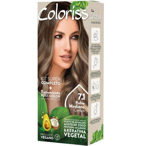 Tinte para Cabello Coloriss Tono 7.1 Rubio Medio Cenizo Estuche Individual