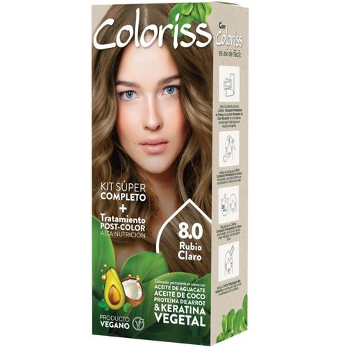 Tinte para Cabello Coloriss Tono 8.0 Rubio Claro Tratamiento Nutrix Kit x 50 g